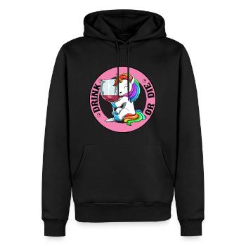 Drink Or Die Einhorn - Saufen Bier Trinken - - Männer Premium Bio Hoodie - Schwarz - Vorne - Nico (187cm)