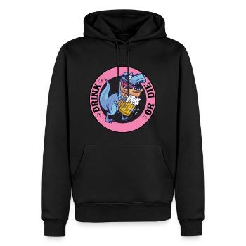T-Rex Sauf Club - Saufen Bier Trinken - Lustiges - Männer Premium Bio Hoodie - Schwarz - Vorne - Nico (187cm)