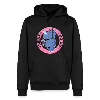Saufen Bier Trinken - Lustiges Saufen Nashorn - Männer Premium Bio Hoodie - Schwarz - Vorne - Nico (187cm)