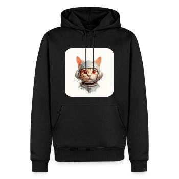 Retro Cyborg Robot Space Cat V - Men’s Premium Organic Hoodie - black - Front - Nico (187cm)