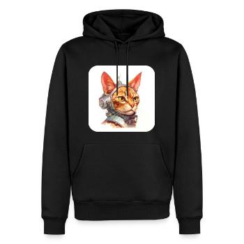 Retro Cyborg Robot Space Cat IX - Men’s Premium Organic Hoodie - black - Front - Nico (187cm)