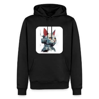 Retro Cyborg Robot Space Cat VI - Men’s Premium Organic Hoodie - black - Front - Nico (187cm)