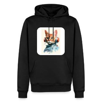 Retro Cyborg Robot Space Cat VII - Men’s Premium Organic Hoodie - black - Front - Nico (187cm)