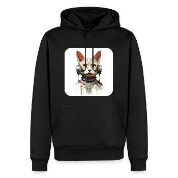 Retro Cyborg Robot Space Cat IV - Men’s Premium Organic Hoodie - black - Front - Nico (187cm)