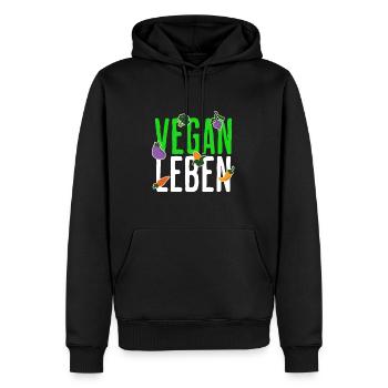 Vegan Leben Geschenk Idee - Männer Premium Bio Hoodie - Schwarz - Vorne - Nico (187cm)