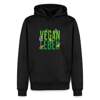Vegan Leben Geschenk Idee - Männer Premium Bio Hoodie - Schwarz - Vorne - Nico (187cm)