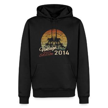 Jahrgang 2014 Geburtstagsgeschenk 2014 Retro 2014 - Männer Premium Bio Hoodie - Schwarz - Vorne - Nico (187cm)