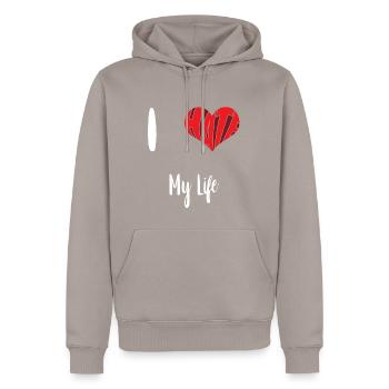 Hate Life Stop Hate Anti Hate - Sweat à capuche Premium bio Homme - taupe - Devant - Nico (187cm)