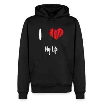 Hass Leben Stopp Hass Anti Hass - Männer Premium Bio Hoodie - Schwarz - Vorne - Nico (187cm)