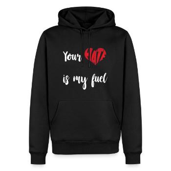 Hass ist mein Treibstoff Stopp Hass Anti Hass - Männer Premium Bio Hoodie - Schwarz - Vorne - Nico (187cm)