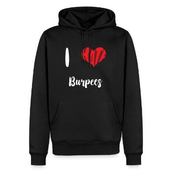Workout Ich hasse Burpees Training Übung - Männer Premium Bio Hoodie - Schwarz - Vorne - Nico (187cm)