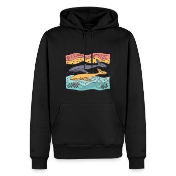 Freie Wale im Meer - Männer Premium Bio Hoodie - Schwarz - Vorne - Nico (187cm)