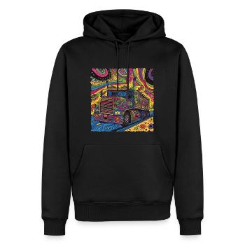 Farbenfroher grooviger Doodle Truck - Männer Premium Bio Hoodie - Schwarz - Vorne - Nico (187cm)