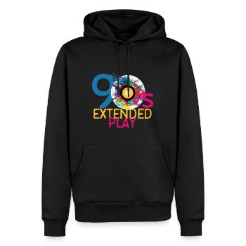 90er Extended Play - Männer Premium Bio Hoodie - Schwarz - Vorne - Nico (187cm)
