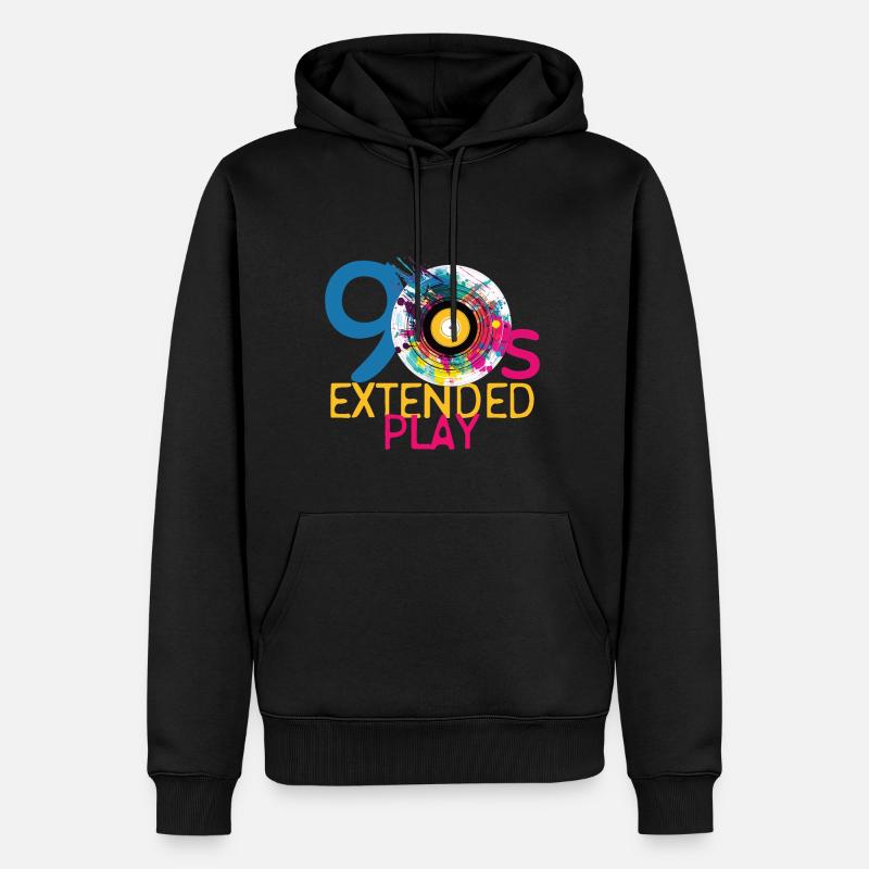 Années 90 Jeu étendu - Sweat à capuche Premium bio Homme - noir