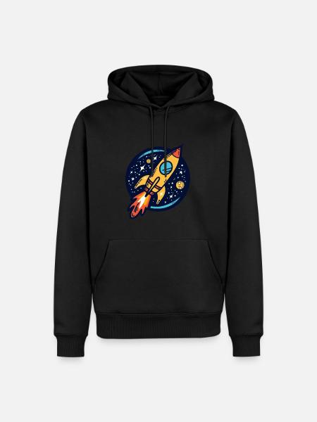 Rocket Traveling Through Space - Men’s Premium Organic Hoodie - black