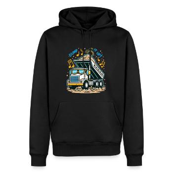Muldenkipper mit musikalischem Rhythmus - Männer Premium Bio Hoodie - Schwarz - Vorne - Nico (187cm)