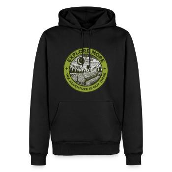 Explore More The Adventure Is Out There - Men’s Premium Organic Hoodie - black - Front - Nico (187cm)