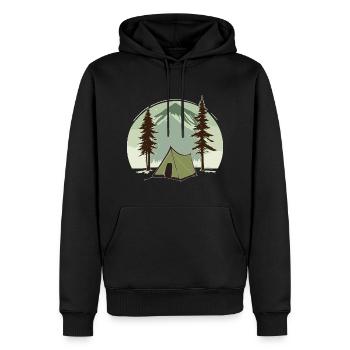 Camping - Männer Premium Bio Hoodie - Schwarz - Vorne - Nico (187cm)