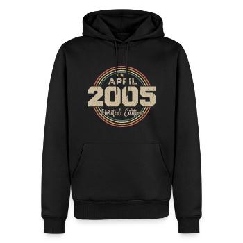 Avril 2005 Cadeau D'anniversaire Avril 2005 Retro - Sweat à capuche Premium bio Homme - noir - Devant - Nico (187cm)
