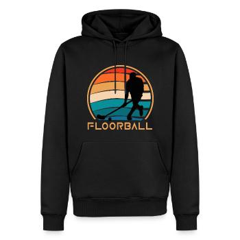 floorball bandy floorballspieler unihockey - Männer Premium Bio Hoodie - Schwarz - Vorne - Nico (187cm)