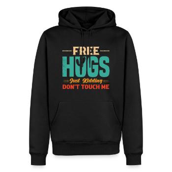 Pas de câlins gratuits drôles dictons ironiques cactus - Sweat à capuche Premium bio Homme - noir - Devant - Nico (187cm)