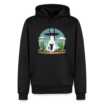 Ufo Katze Space Aliens Weltraum Kaktus Lustig Fun - Männer Premium Bio Hoodie - Schwarz - Vorne - Nico (187cm)