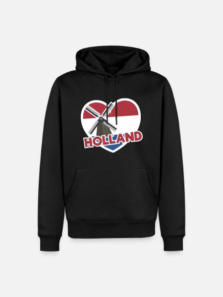 holland Flagge Herz Zitat Grafik Bestseller - Männer Premium Bio Hoodie - Schwarz