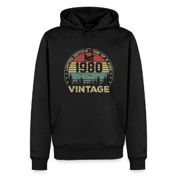 Vintage 1980 Original 1980 Rétro Anniversaire 1980 - Sweat à capuche Premium bio Homme - noir - Devant - Nico (187cm)