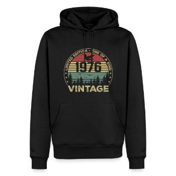 Jahrgang 1976 Original 1976 Retro Geburtstag 1976 - Männer Premium Bio Hoodie - Schwarz - Vorne - Nico (187cm)