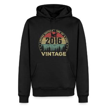 Jahrgang 2016 Original 2016 Retro Jubiläum 2016 - Männer Premium Bio Hoodie - Schwarz - Vorne - Nico (187cm)