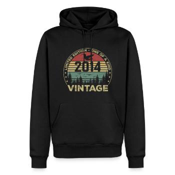 Jahrgang 2014 Original 2014 Retro Geburtstag 2014 - Männer Premium Bio Hoodie - Schwarz - Vorne - Nico (187cm)