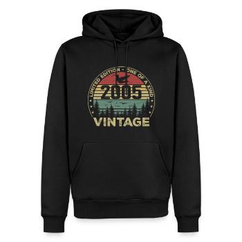 Vintage 2005 Original 2005 Rétro Anniversaire 2005 - Sweat à capuche Premium bio Homme - noir - Devant - Nico (187cm)