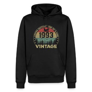 Vintage 1993 Original 1993 Rétro Anniversaire 1993 - Sweat à capuche Premium bio Homme - noir - Devant - Nico (187cm)