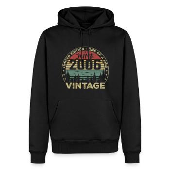 Cadeau Juin 2006 Anniversaire Juin 2006 Juin 2006 - Sweat à capuche Premium bio Homme - noir - Devant - Nico (187cm)