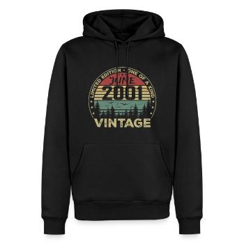 Cadeau Juin 2001 Anniversaire Juin 2001 Juin 2001 - Sweat à capuche Premium bio Homme - noir - Devant - Nico (187cm)