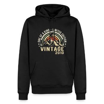 Né en 2010 Vintage 2010 Anniversaire Rétro 2010 - Sweat à capuche Premium bio Homme - noir - Devant - Nico (187cm)