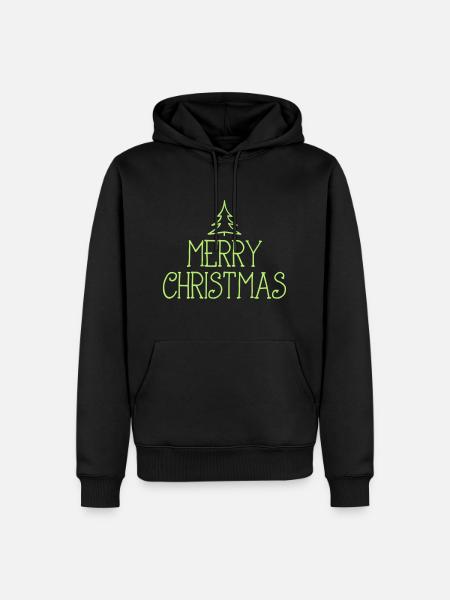 merry christmas with tree 1c - Men’s Premium Organic Hoodie - black