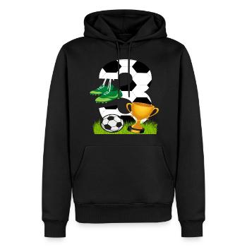 Football 3 Anniversaire Joueur de football Football - Sweat à capuche Premium bio Homme - noir - Devant - Nico (187cm)