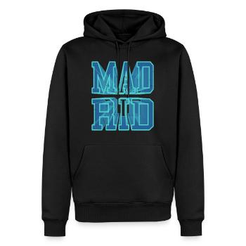 Madrid Espagne Ville 3D Font Skyline Vacances - Sweat à capuche Premium bio Homme - noir - Devant - Nico (187cm)