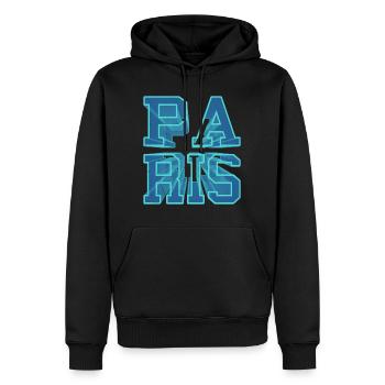 Police 3D de Paris France City Skyline - Sweat à capuche Premium bio Homme - noir - Devant - Nico (187cm)