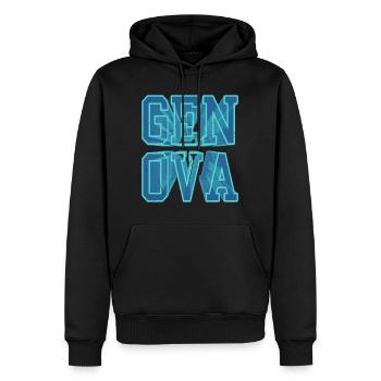 Gênes Gênes Italie Ville 3D Font Skyline - Sweat à capuche Premium bio Homme - noir - Devant - Nico (187cm)