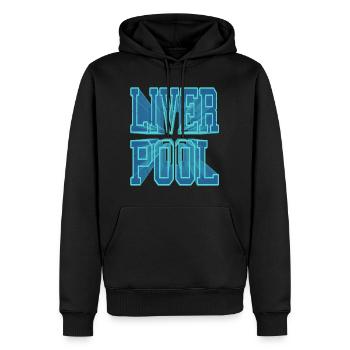Liverpool Angleterre UK City Police 3D Skyline - Sweat à capuche Premium bio Homme - noir - Devant - Nico (187cm)