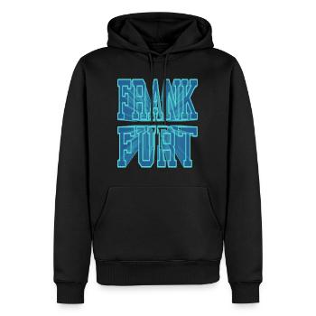 Frankfurt Deutschland Stadt 3D Schrift Skyline - Männer Premium Bio Hoodie - Schwarz - Vorne - Nico (187cm)