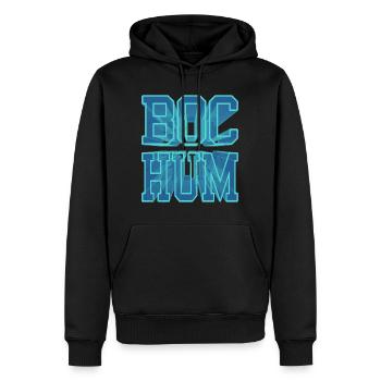 Bochum Deutschland Stadt 3D Schrift Skyline - Männer Premium Bio Hoodie - Schwarz - Vorne - Nico (187cm)
