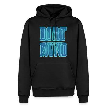 Dortmund Deutschland Stadt 3D Schrift Skyline - Männer Premium Bio Hoodie - Schwarz - Vorne - Nico (187cm)