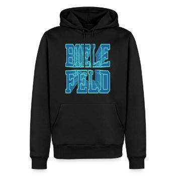 Bielefeld Deutschland Stadt 3D Schrift Skyline - Männer Premium Bio Hoodie - Schwarz - Vorne - Nico (187cm)