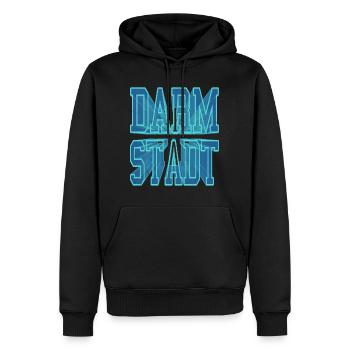 Darmstadt Deutschland Stadt 3D Schrift Skyline - Männer Premium Bio Hoodie - Schwarz - Vorne - Nico (187cm)