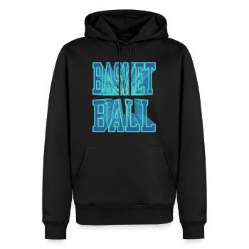 Basketball Basketballer Spieler 3D Schrift Vintage - Männer Premium Bio Hoodie - Schwarz - Vorne - Nico (187cm)