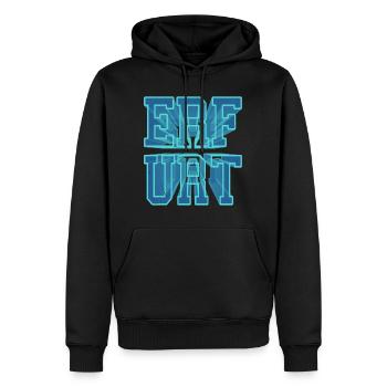 Erfurt Deutschland Stadt 3D Schrift Skyline - Männer Premium Bio Hoodie - Schwarz - Vorne - Nico (187cm)